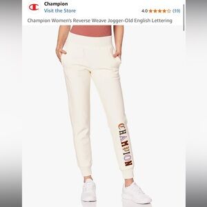 Champion Cream Joggers with Logo